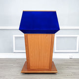 Presidential Podium Official State Embassy Wood Podium 31X23X50" Blue Fabric 119803