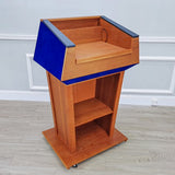 Presidential Podium Official State Embassy Wood Podium 31X23X50" Blue Fabric 119803