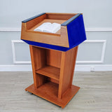 Presidential Podium Official State Embassy Wood Podium 31X23X50" Blue Fabric 119803