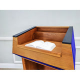 Presidential Podium Official State Embassy Wood Podium 31X23X50" Blue Fabric 119803