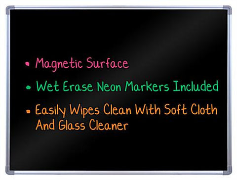 40 x 30 Write-on Black Board for Wall Mount Use, 4 Wet Erase Markers - Silver Frame 119850