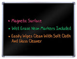 36 x 24 Write-on Black Board for Wall Mount Use, 4 Wet Erase Markers - Silver Frame 119851