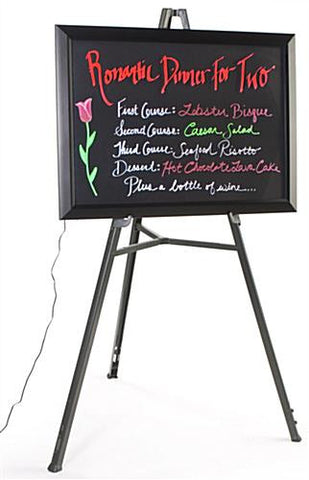 35" x 25" Illuminated Wet Erase Board with Easel & Set of 6 Markers - Black 119865