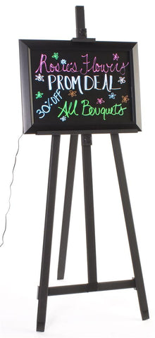 18" x 25" Illuminated Wet Erase Board with Easel & Set of 8 Markers - Black 119866