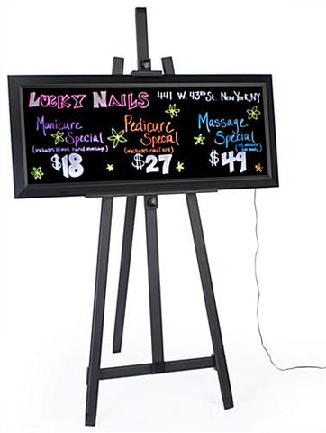 42" x 18" Illuminated Wet Erase Board with Easel & Set of 8 Markers - Black 119868
