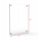 Clear Sign Name Holder Plexiglass 11X17 17x11 Wallmount Poster Frame Standoff 119884-11*17