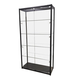 40X16.5X78" Glass Showcase Display Case with LED Lights 5-Tier Shelf Floor Stand 119956