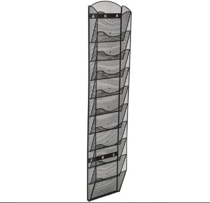 10 Tier Literature Rack for Wall Mount, Fits 8.5x11 & 4x9, Mesh - Black 119977