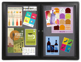 48" x 36" Enclosed Bulletin Board with 2 Locking Doors - Black with Gray Fabric 119988