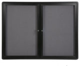 48" x 36" Enclosed Bulletin Board with 2 Locking Doors - Black with Gray Fabric 119988