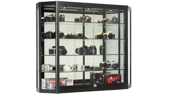 4x3_Wall_Mounted_Display_Case_w/Mirror_Back_&_3_Top_Lights