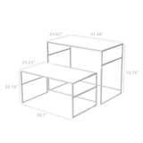 Nesting Display Tables, 6-Indentation Effect Top, Rectangular, Set of 2 (41.46" w x 24.02" d x 32.76", 38.7" w x 20.16" d x 23.23") White 119995