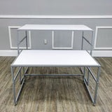 Nesting Display Tables, 6-Indentation Effect Top, Rectangular, Set of 2 (41.46" w x 24.02" d x 32.76", 38.7" w x 20.16" d x 23.23") White 119995