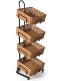 Square Basket with Wire Frame, Wicker - Black 120003