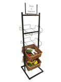 4 Tier Basket Stand Wicker Basket Bakery Rack Produce Stand Food Rack Fruit, Wicker - Black 120005