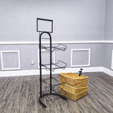 4 Tier Basket Stand, Sign Clips, Wicker - Black 120006