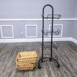 Rolling Wicker Basket Display Market Merchandiser Stand Kitchen Pantry Organizer 120009