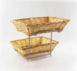 Two-tier Display Rack for Counters with 2 Plastic Woven Baskets, Retail Displays 120023