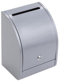 Metal Ballot Box with Lock, Wall Mount or Countertop, Curved Front Design - Silver 120038