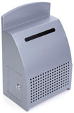 Metal Ballot Box w/ Lock, Countertop, Front Loading, Side Pocket - Silver 120039