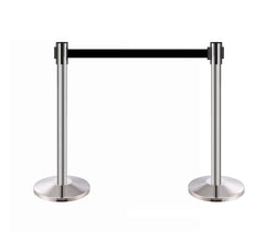 Crowd Control Stanchion Queue Barrier Post Retractable Black Strap 10' Retractable 12004-1