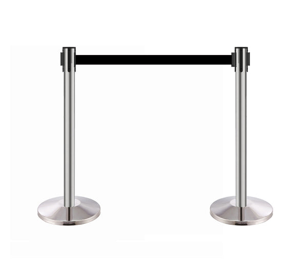 Crowd Control Stanchion Queue Barrier Post Retractable Black Strap 10' Retractable 12004-1