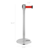 Crowd Control Stanchion Queue Barrier Post Red Strap 10' Retract Nesting Base 12004-3