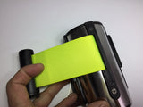 Stanchion Queue Barrier Post Wall Mount Retractable Ribbon 16' Belt Neon Green