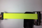 Stanchion Queue Barrier Post Wall Mount Retractable Ribbon 16' Belt Neon Green