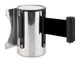 Stanchion Queue Barrier Post Wall Mount Retractable Ribbon 16' Belt Black