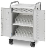 34 x 43 Tablet Charging AV Cart w/ Wheels, 30 Outlet Power Strip, Locking - Concrete 120041