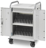 34 x 43 Tablet Charging AV Cart w/ Wheels, 30 Outlet Power Strip, Locking - Concrete 120041