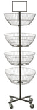 4 Tier Wire Dump Bin w/Rotating Baskets, Floorstanding, Header, Optional Wheels-Black 120043