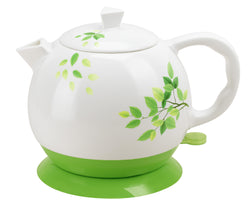 Teapot Ceramic Kettle Electric Kettle Water Boiler Green Olive Design 12029