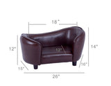 FixtureDisplays Small Pet Sofa Synthetic Leather 18" X 12" Seat Chocolate Brown for Dogs up to 18 lbs 12198