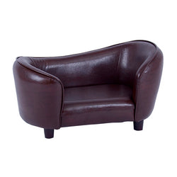 FixtureDisplays Small Pet Sofa Synthetic Leather 18" X 12" Seat Chocolate Brown for Dogs up to 18 lbs 12198