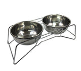 Dog Cat Feeder with Stand Food Water Stainless Steel Meal Dispenser 12216