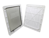 White Large ABS Pet Dog Door Safety Dual Entry 14.6x 11.8" Flap Telescoping 12249