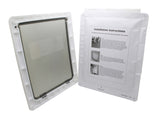 White Large ABS Pet Dog Door Safety Dual Entry 14.6x 11.8" Flap Telescoping 12249