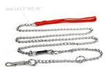 44" inch DOG LEASH with Collar Lead CHAIN Dogs Heavy Duty Metal +Nylon Strap12250