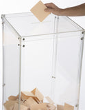 Clear Plexiglass Acrylic Donation Box Fund Raising Stand Display Tithing Box 13192