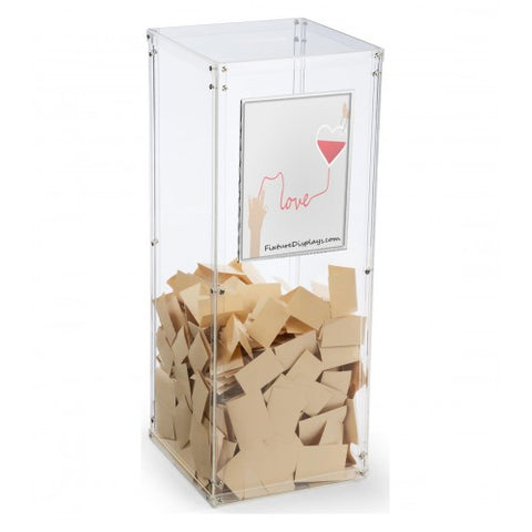 Clear Plexiglass Acrylic Lucite Donation Box,Fund Raising Stand Display with Sign Holder 13192+12065