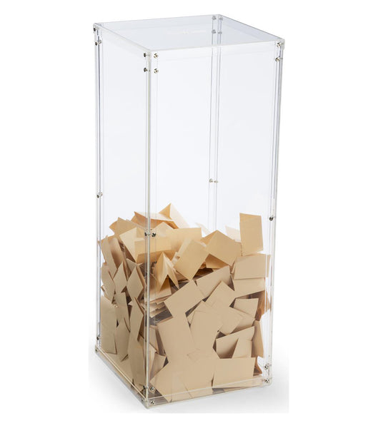 Clear Plexiglass Acrylic Donation Box Fund Raising Stand Display Tithing Box 13192