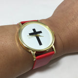 Christian Watch with Cross 13291 RED