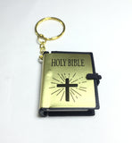 Christian Bible Keychain, Bible cover comes in randomly mixed color between gold, silver and black 13293