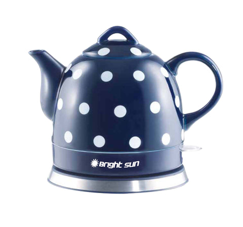 Teapot Ceramic Electric Kettle Warm Plate, Blue Polka Dot Decor, Gift, New,13582