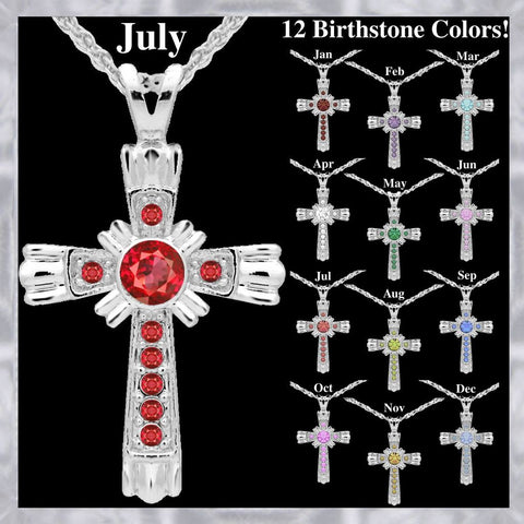 Forever Silver Plated "Criss Cross" Pendant Made w/Swarovski Crystal in Your Choice of 12 Birthstone