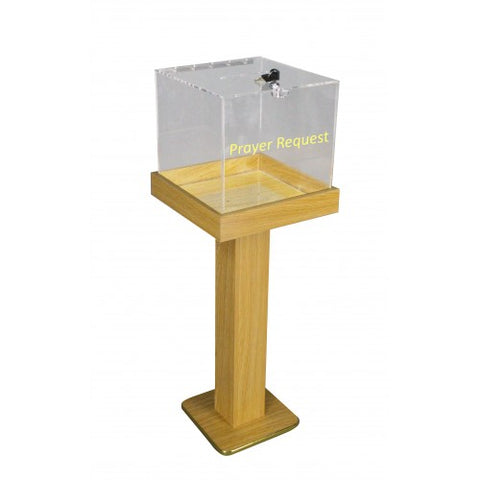 FixtureDisplays® Wood Acrylic Large Floor Standing Tithing Box Offering Box Ballot Box Church Donation Box 14300