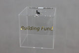 12" Plexiglass Cube Donation Box with Lock and 2 Keys 14301BOX