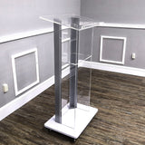 Clear Acrylic Plexiglass Podium Metal Corners Church Pulpit Lectern Funeral 14306